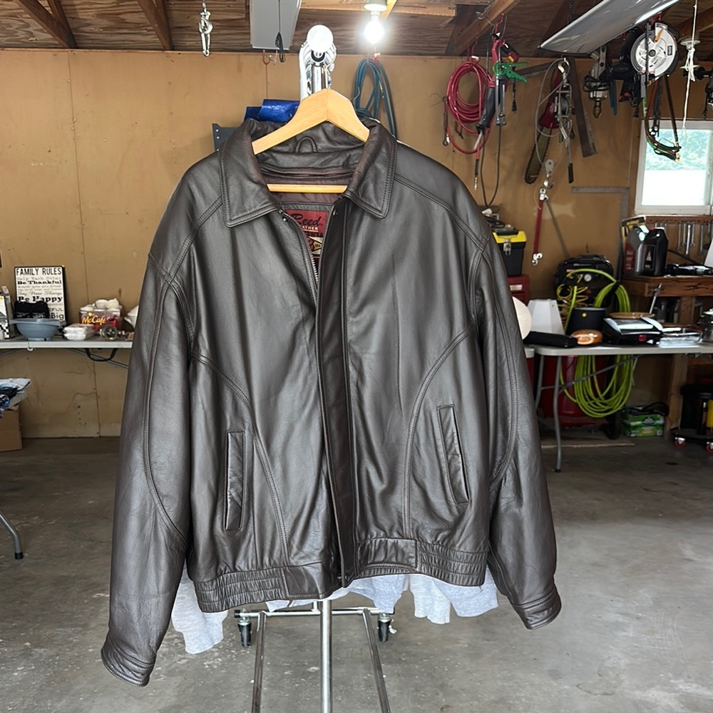 Classic Brown Bomber Jacket with Ribbed Waistband Men